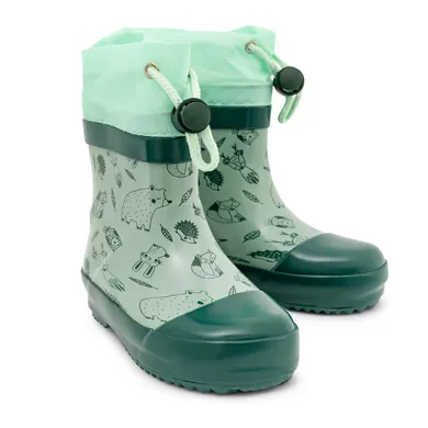 Gummistiefel, Playshoes, Grün – Besonderheit: Stulpe mit Zugband und Stopper