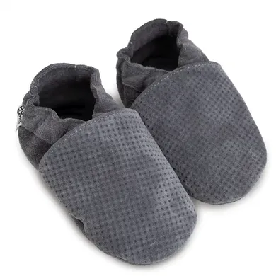 Krabbelschuhe, HOBEA, Grau – Besonderheit: liebevolle Handarbeit