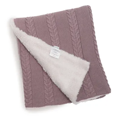 Strickdecken, JACKY, Pink – Besonderheit: Strickdecke mit Kuschelrückseite