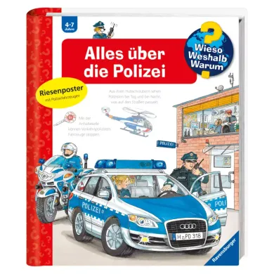 Kinderbücher, Ravensburger, Weiß – Besonderheit: inkl. Riesenposter mit Polizeifahrzeugen