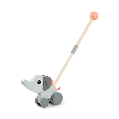 Schiebetiere, done by deer, Grau – Besonderheit: lustiger Holz-Elefant mit knisternden Ohren und weichen Rädern