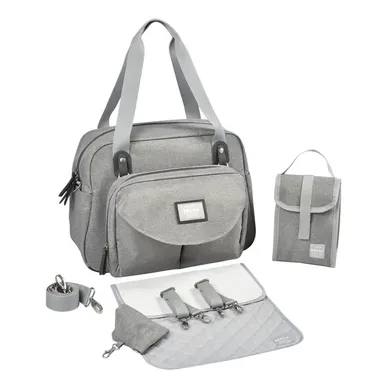 Wickeltaschen, BÈABA, Grau – Besonderheit: inkl. Wickelauflage, Schulterriemen, Schnullertasche und isothermische Essenstasche