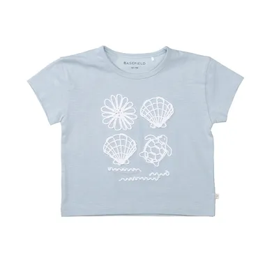 Kurzarmshirts, BASEFIELD, Blau – Besonderheit: aus 100% Baumwolle