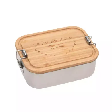 Brotdosen & Snackboxen, LÄSSIG, Grau – Besonderheit: mit Bambusdeckel