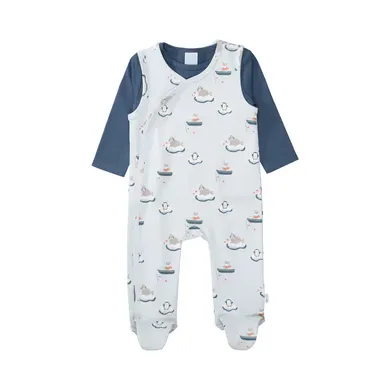 Strampler, LITTLE ONE, Blau – Besonderheit: Set bestehend aus Strampler und Langarmshirt