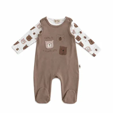 Strampler, LITTLE, Beige – Besonderheit: Set bestehend aus Strampler und Langarmshirt