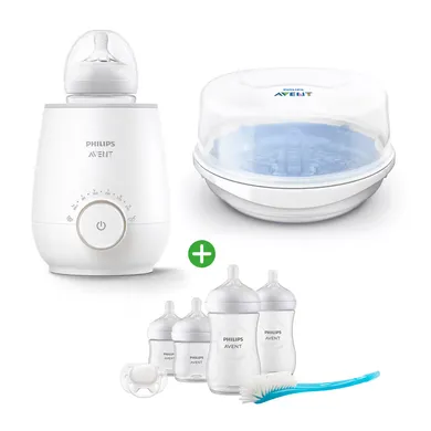 Babykostwärmer, PHILIPS AVENT, Weiß – Besonderheit: Set bestehend aus Flaschenwärmer, Mikrowellen Sterilisator & Flaschen Set