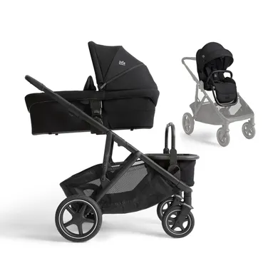 Kombi-Kinderwagen, Joie signature, Schwarz – Besonderheit: inkl. extragroßer Babywanne, wendbarem Sportsitz und Gurt- und Rückenpolstern