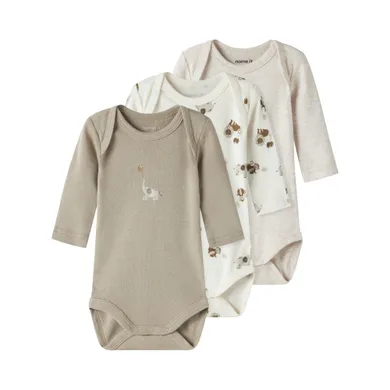 Langarmbodys, name it, Beige – Besonderheit: praktische Druckknöpfe im Schritt