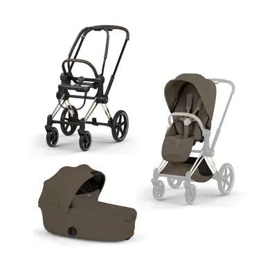 Kinderwagen Komplettsets, cybex PLATINUM, Braun – Besonderheit: Set bestehend aus Rahmen, Babywanne und Sitzpaket