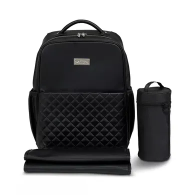 Wickeltaschen, MOON, Schwarz – Besonderheit: inkl. Wickelunterlage, stylischer Geldbeutel, Befestigungssystem für den Kinderwagen