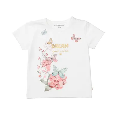 Kurzarmshirts, BASEFIELD, Weiß – Besonderheit: aus 92% Baumwolle