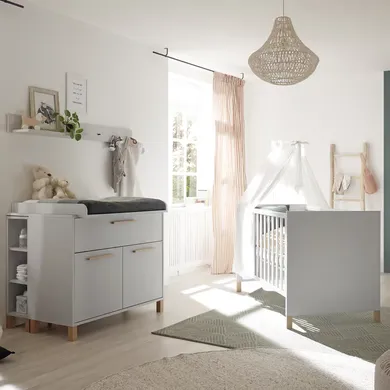 Babyzimmer Sets, Mäusbacher, Grau – Besonderheit: Set bestehend aus einem Kinderbett und einer schmalen Wickelkommode