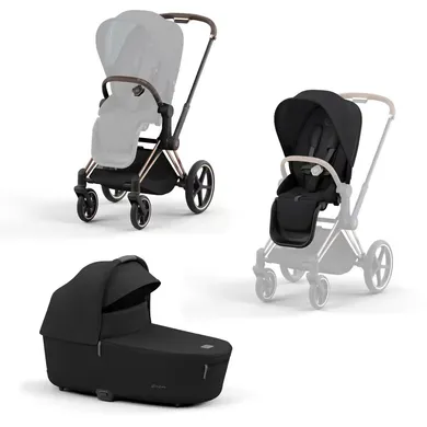 Kombi-Kinderwagen, cybex PLATINUM, Schwarz – Besonderheit: Set bestehend aus Rahmen, Wanne und Sitzpaket