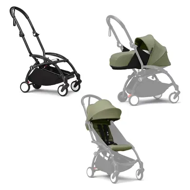 Kombi-Kinderwagen, STOKKE, Grün – Besonderheit: Set bestehend aus YOYO³ Gestell, YOYO³ 0+ Neugeborenen-Set und YOYO³ 6+ Farbpaket