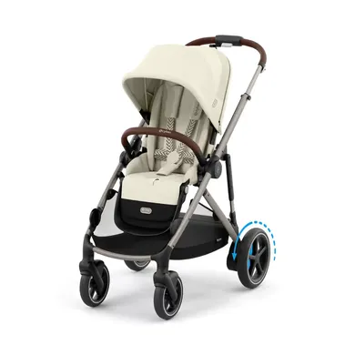 Kombi-Kinderwagen, cybex, Beige – Besonderheit: mit E-Antrieb und intuitiver Geschwindigkeitsregelung