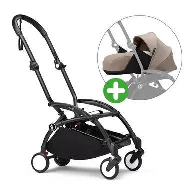 Kombi-Kinderwagen, STOKKE, Beige – Besonderheit: Set bestehend aus YOYO³ Gestell und YOYO³ 0+ Neugeborenen-Set