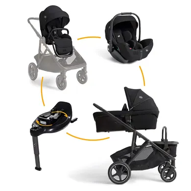 Kinderwagen Komplettsets, Joie signature, Schwarz – Besonderheit: Set bestehend aus Kombi-Kinderwagen, Babyschale und passender Basisstation