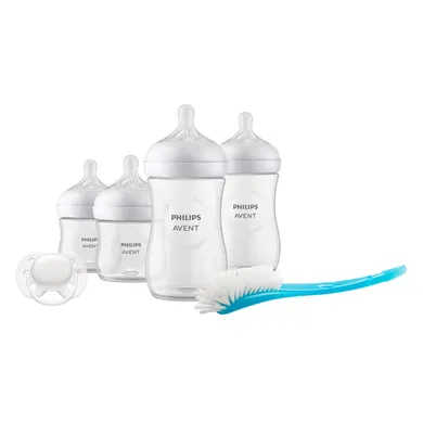 Babyfläschchen, PHILIPS AVENT, Transparent – Besonderheit: inkl. vier Flaschen, einem Schnuller und einer Flaschenbürste