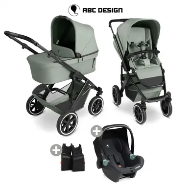 Kinderwagen Komplettsets, ABC DESIGN, Grün – Besonderheit: Set bestehend aus Kombi-Kinderwagen, Babyschale und passenden Adaptern