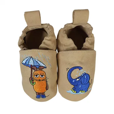 Krabbelschuhe, HOBEA, Beige – Besonderheit: schützt kleine Füße beim Krabbeln und Laufen
