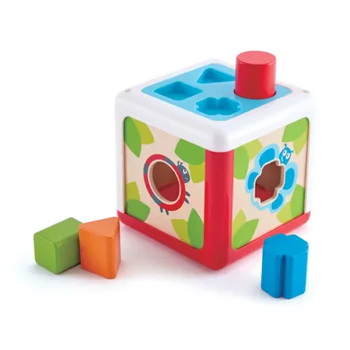 Steckspielzeug, Hape, Mehrfarbig – Besonderheit: Schachtel mit vier Formen zum Sortieren