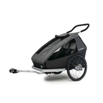 Fahrradanhänger, Croozer, Grau – Besonderheit: sanfte und rückenschonende Fahrt durch Kombination aus Croozer AirPad® Federung und ergonomischen Einzelsitzen