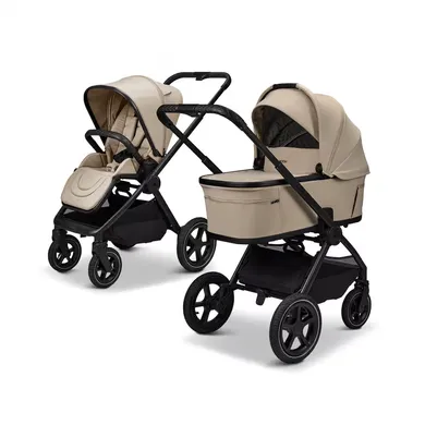 Kombi-Kinderwagen, MOON, Beige – Besonderheit: zusammenfaltbar mit Babywanne oder Sportsitz auf dem Gestell