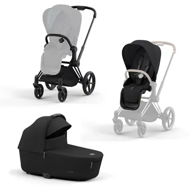 Kombi-Kinderwagen, cybex PLATINUM, Schwarz – Besonderheit: Set bestehend aus Rahmen, Wanne und Sitzpaket