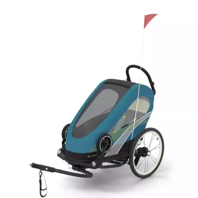 Fahrradanhänger, cybex, Blau – Besonderheit: Fahrradanhänger und Kinderwagen in einem