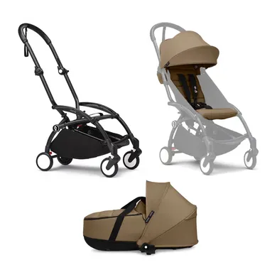 Kombi-Kinderwagen, STOKKE, Braun – Besonderheit: Set bestehend aus YOYO³ Gestell, YOYO³ 0+ Liegewanne und YOYO³ 6+ Textil-Set