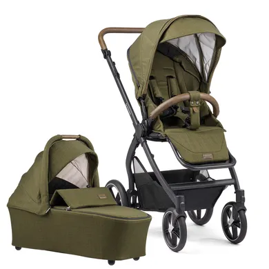 Kombi-Kinderwagen, GESSLEIN, Grün – Besonderheit: robuste Soft+ Räder mit einem Schaumkern aus Luftbläschen und einem Mantel aus Hartgummi