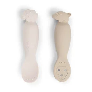 Babylöffel, done by deer, Beige – Besonderheit: mit einem Löffel zum Eintauchen und einem zum Auflöffeln