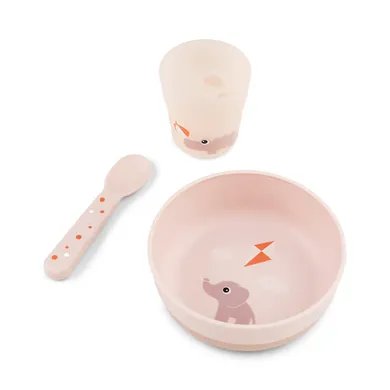 Besteck & Geschirr, done by deer, Pink – Besonderheit: Set mit einer Schüssel, einem transparenten Minibecher und einem Löffel