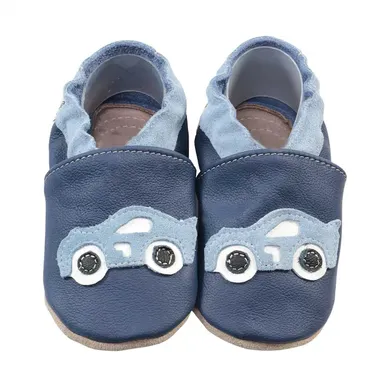 Krabbelschuhe, HOBEA, Blau – Besonderheit: aus Rindsleder