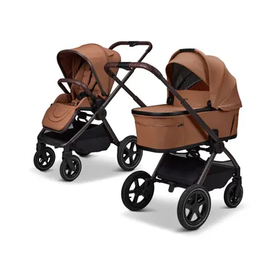 Kombi-Kinderwagen, MOON, Braun – Besonderheit: zusammenfaltbar mit Babywanne oder Sportsitz auf dem Gestell