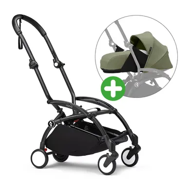 Kombi-Kinderwagen, STOKKE, Grün – Besonderheit: Set bestehend aus YOYO³ Gestell und YOYO³ 0+ Neugeborenen-Set