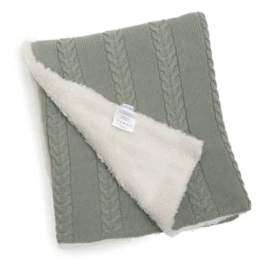 Strickdecken, JACKY, Beige – Besonderheit: Strickdecke mit Kuschelrückseite
