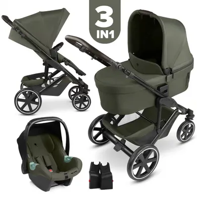Kinderwagen Komplettsets, ABC DESIGN, Grün – Besonderheit: Set bestehend aus Babywanne, Sitzeinheit, i-Size Babyschale (ECE R129) und Adapter