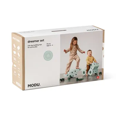 MODU, MODU, Grün – Besonderheit: 34-teiliges Set zum gleichzeitigen Bauen mehrerer lebensgroßer Spielzeuge
