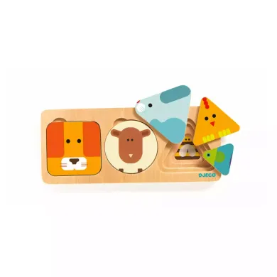 Kinderspiele, DJECO, Braun – Besonderheit: Sortierspiel mit unterschiedlichen Formen
