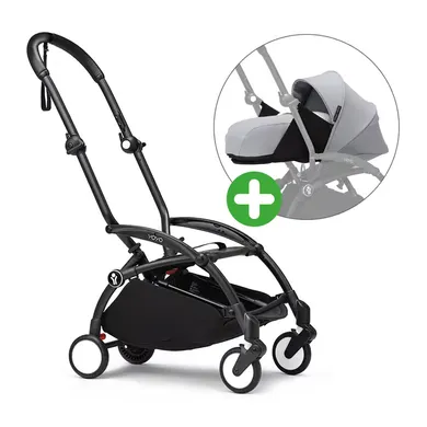 Kombi-Kinderwagen, STOKKE, Grau – Besonderheit: Set bestehend aus YOYO³ Gestell und YOYO³ 0+ Neugeborenen-Set
