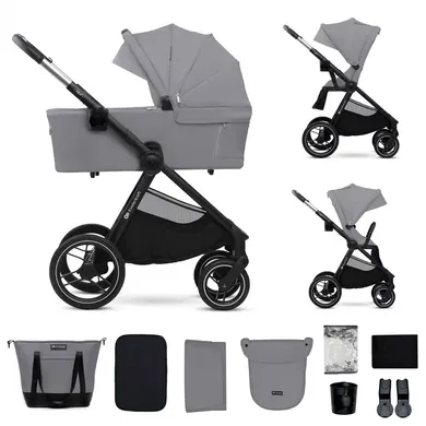 Kombi-Kinderwagen, Kinderkraft, Grau – Besonderheit: perfekt für Stadt und Gelände dank pannensicherer Räder