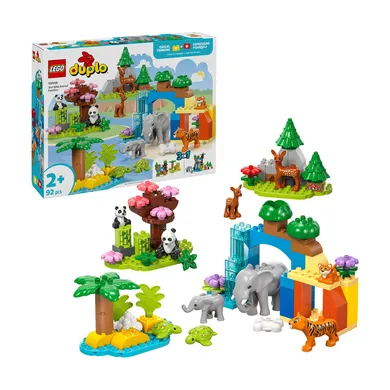 Konstruktionsspielzeug, LEGO, Mehrfarbig – Besonderheit: Spielwelt mit Tigerfamilie, Elefanten, Schildkröten, Panda, Rehen in verschiedenen Naturkulissen