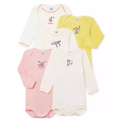 Langarmbodys, PETIT BATEAU, Mehrfarbig – Besonderheit: unterschiedliche Katzen-Motive