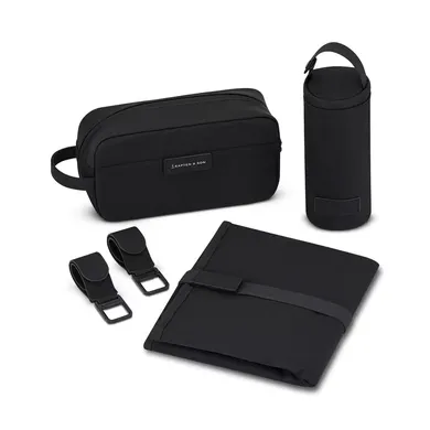Wickeltaschen schwarz, KAPTEN & SON, Schwarz – Besonderheit: inklusive Kulturtasche, isolierte Bottle Bag und Wickelauflage