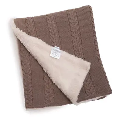 Strickdecken, JACKY, Braun – Besonderheit: Strickdecke mit Kuschelrückseite
