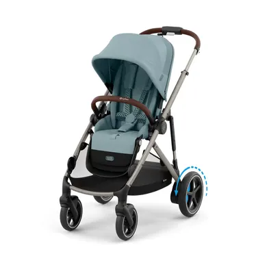 Kombi-Kinderwagen, cybex, Blau – Besonderheit: mit E-Antrieb und intuitiver Geschwindigkeitsregelung