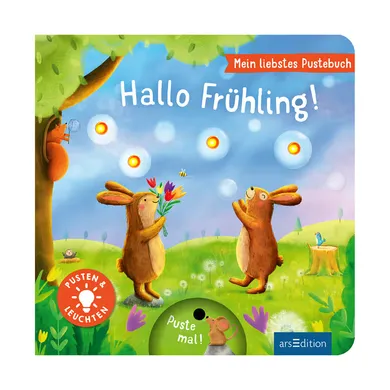 Kinderbücher, arsEdition – Besonderheit: durch Pusten auf den integrierten Sensor beginnen auf jeder Seite 4 LED-Lichter zu leuchten