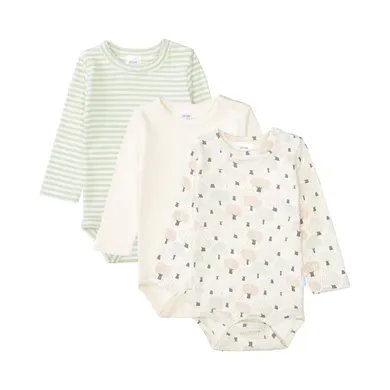 Langarmbodys, LITTLE ONE, Beige – Besonderheit: Set bestehend aus drei Langarmbodys